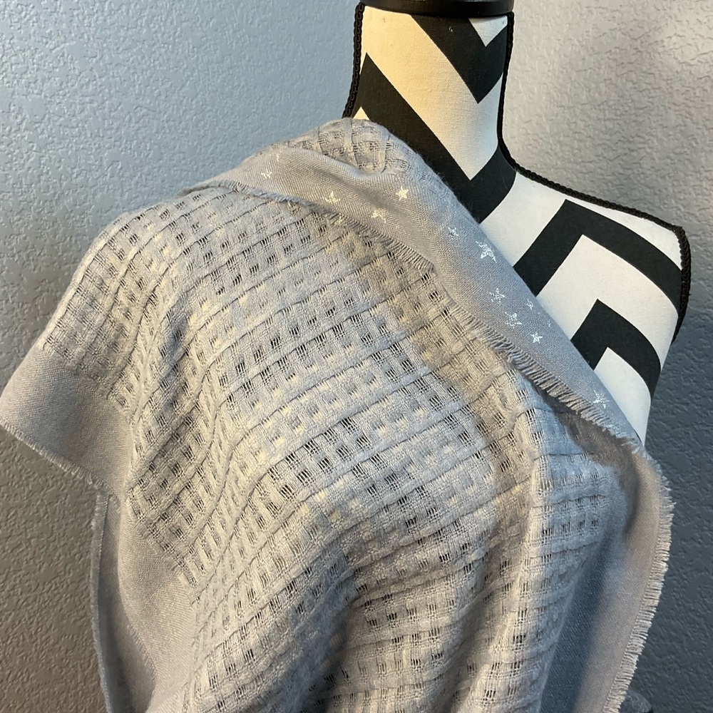 Light Sky Blue Star Patterned Infinity Scarf With… - image 5